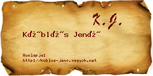 Köblös Jenő névjegykártya